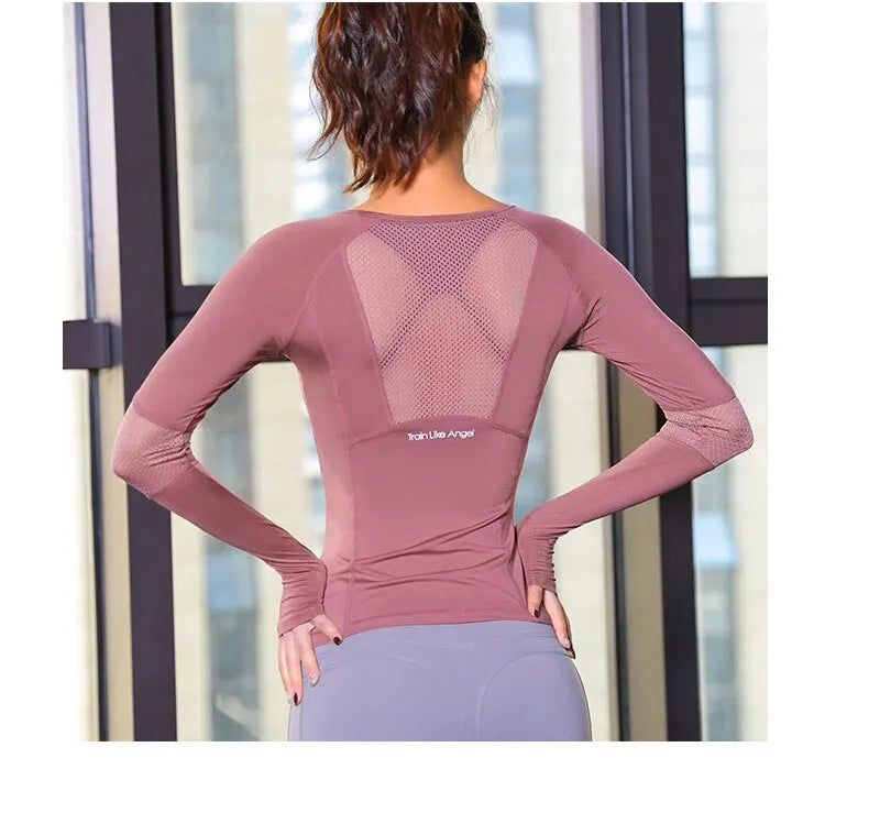 Women's Sports Wear For Fitness Running Jogging Seamless Long Sleeve Gym Woman Sport Shirt Yoga Top Female Workout Tops T-shirt