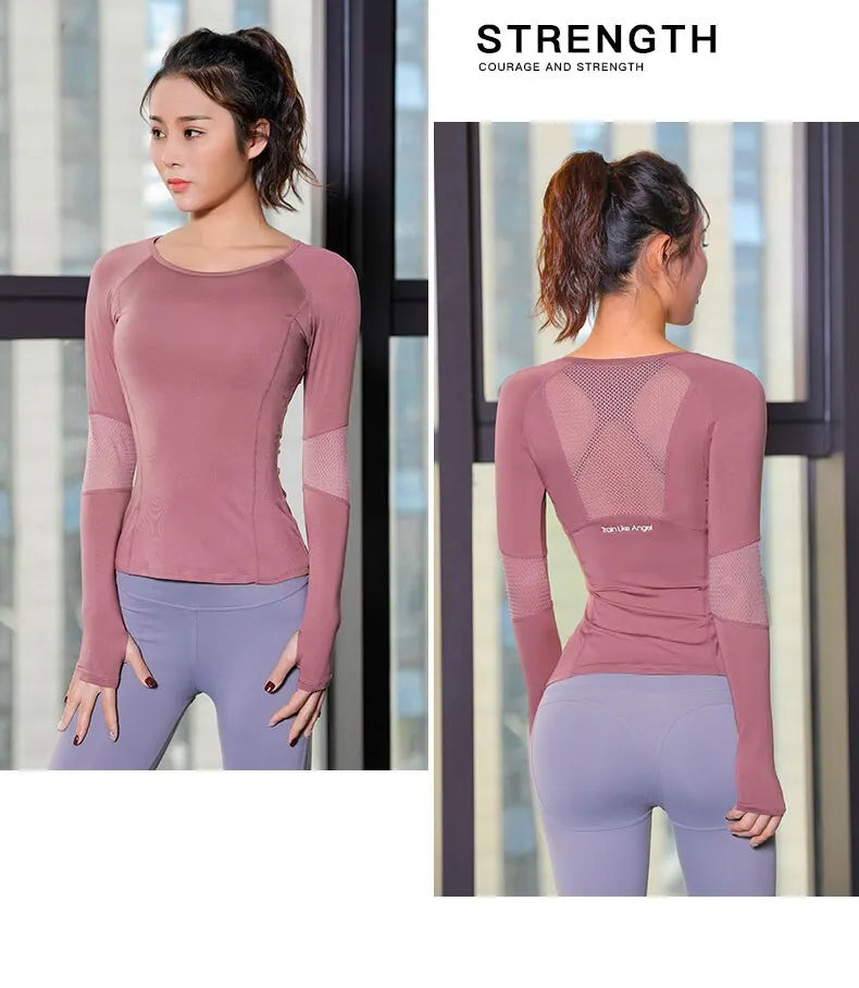 Women's Sports Wear For Fitness Running Jogging Seamless Long Sleeve Gym Woman Sport Shirt Yoga Top Female Workout Tops T-shirt